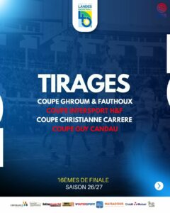TIRAGES DES COUPES – 16EMES DE FINALES